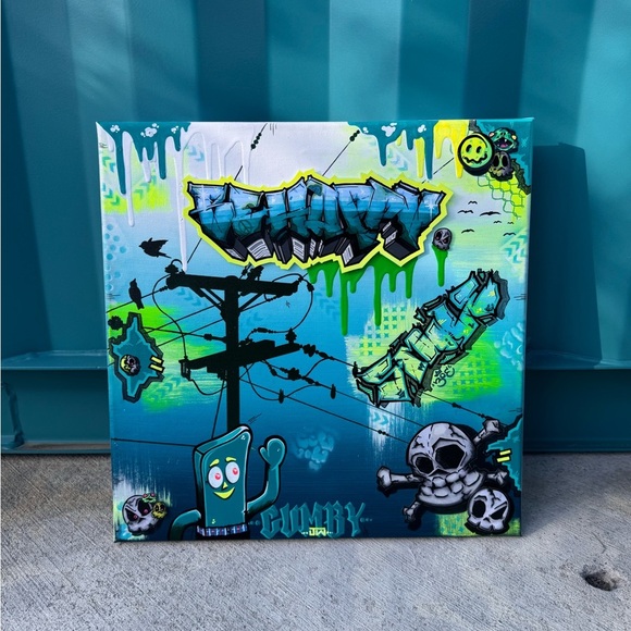 Original Art “Gumbiss” Independent Artist Mixed Media Graffiti Style Canvas - Picture 1 of 5